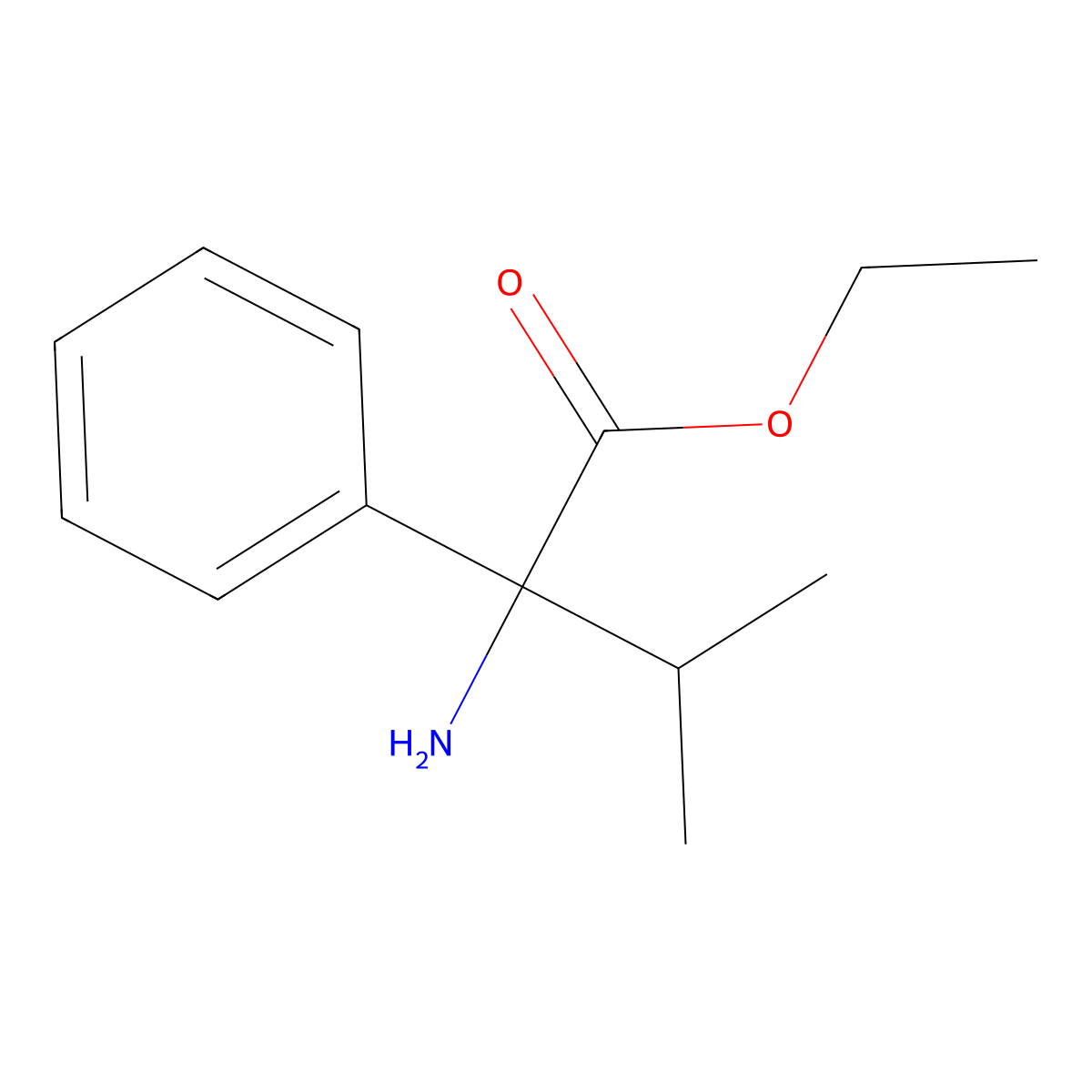 Ethyl 2-amino-3-methyl-2-phenylbutanoate molecular structure, CAS 1184084-01-2