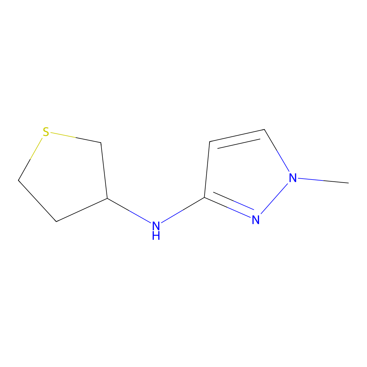 1-methyl-N-(thiolan-3-yl)-1H-pyrazol-3-amine molecular structure, CAS 1184084-71-6