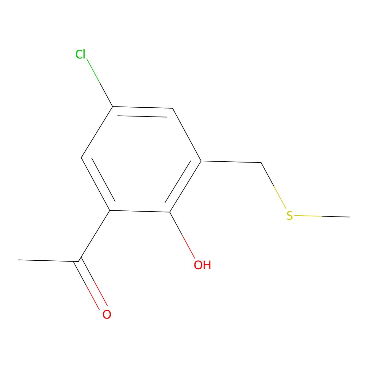 1-(5-Chloro-2-hydroxy-3-((methylthio)methyl)phenyl)ethan-1-one molecular structure, CAS 1184085-23-1