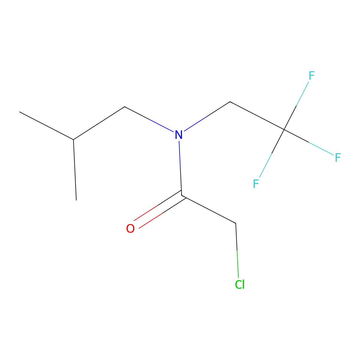 2-chloro-N-(2-methylpropyl)-N-(2,2,2-trifluoroethyl)acetamide molecular structure, CAS 1184088-09-2