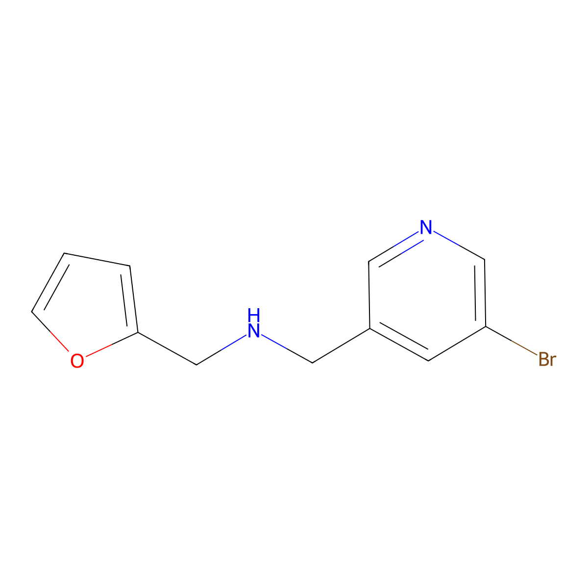 1-(5-bromopyridin-3-yl)-N-(furan-2-ylmethyl)methanamine molecular structure, CAS 1184088-75-2