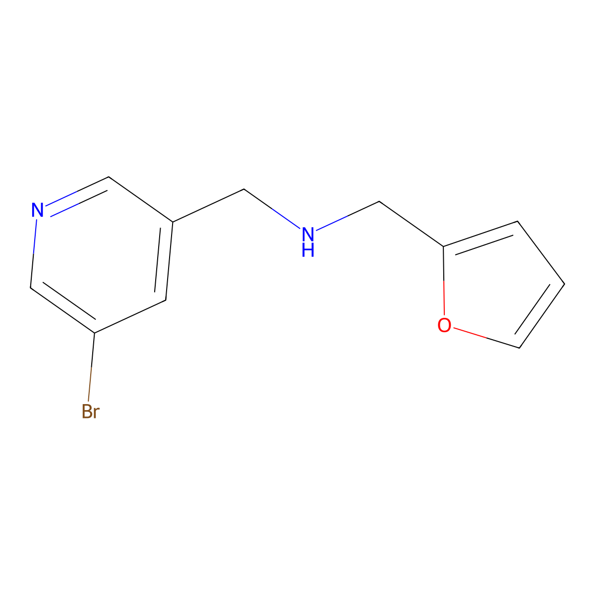 1-(5-bromopyridin-3-yl)-N-(furan-2-ylmethyl)methanamine molecular structure, CAS 1184088-75-2