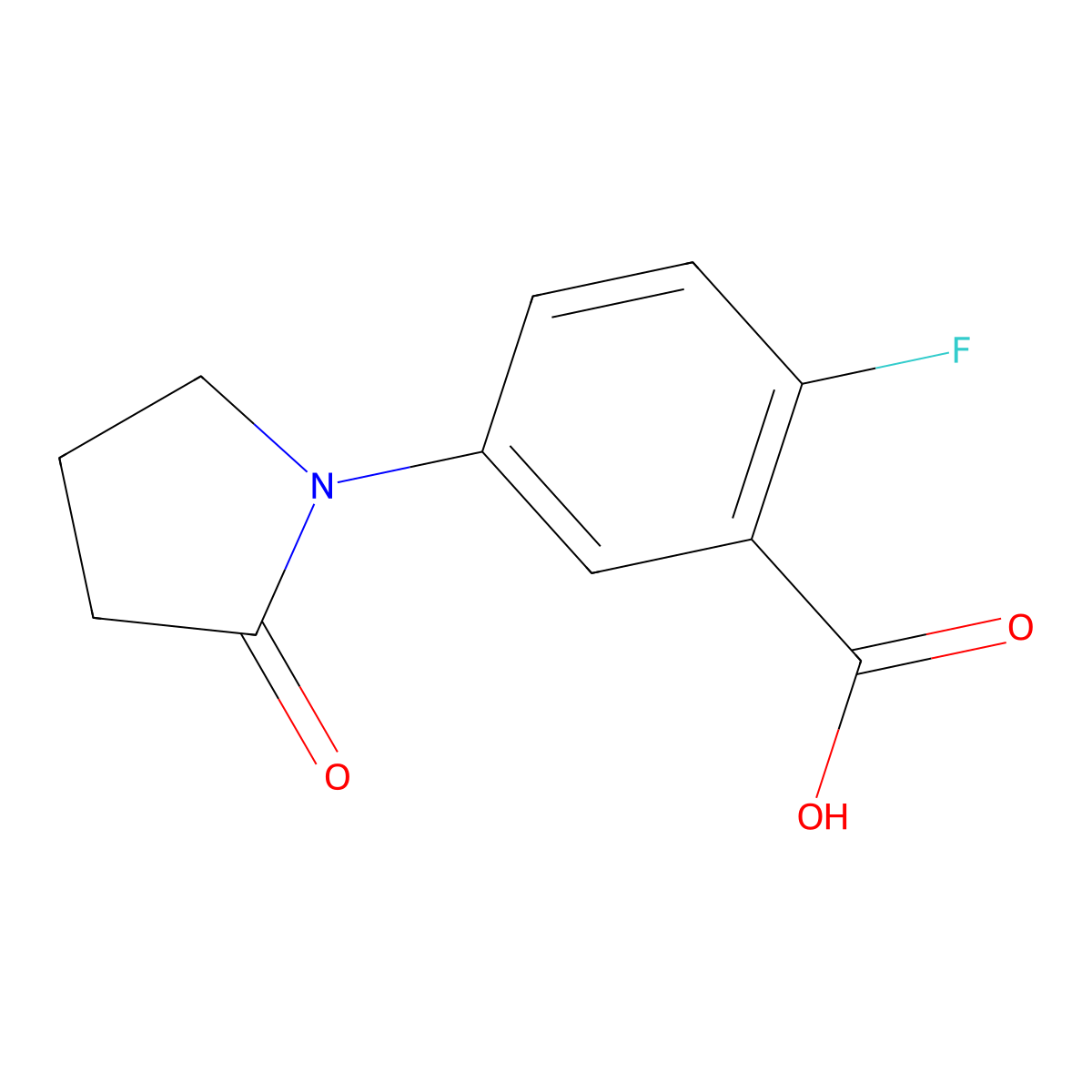 2-Fluoro-5-(2-oxopyrrolidin-1-yl)benzoic acid molecular structure, CAS 1184109-81-6
