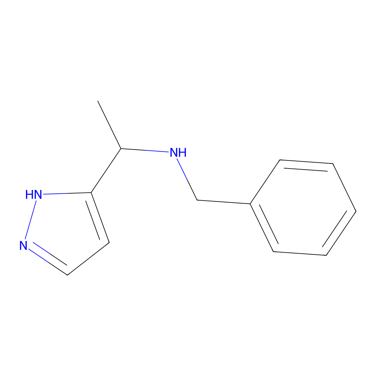 N-Benzyl-1-(1H-pyrazol-3-yl)ethanamine molecular structure, CAS 1184116-56-0