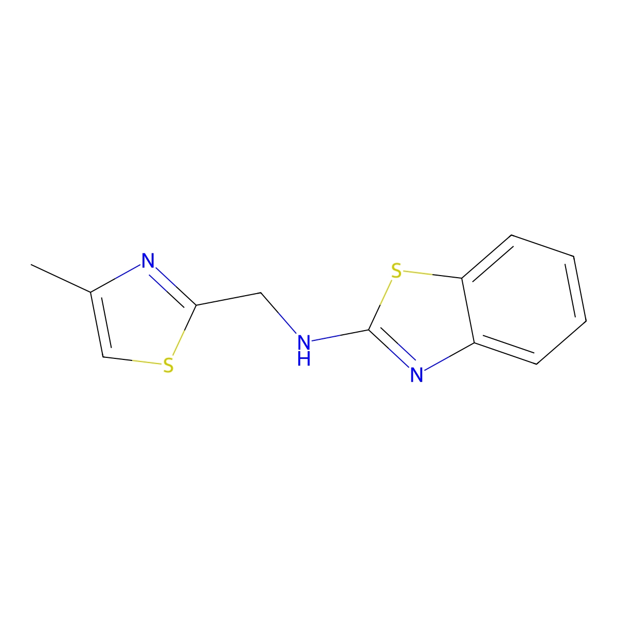 N-[(4-methyl-1,3-thiazol-2-yl)methyl]-1,3-benzothiazol-2-amine molecular structure, CAS 1184125-08-3