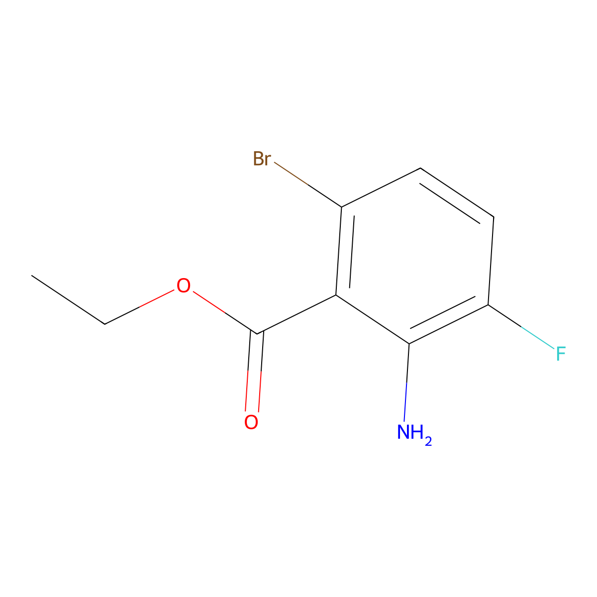 Ethyl 2-amino-6-bromo-3-fluorobenzoate molecular structure, CAS 1184125-69-6