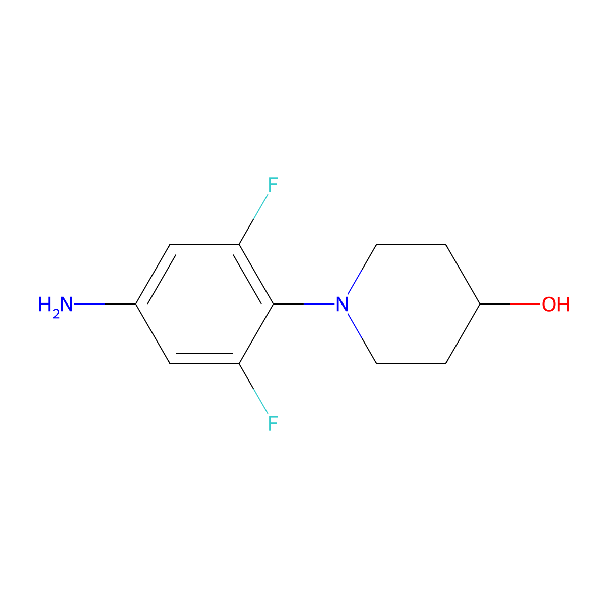 1-(4-Amino-2,6-difluorophenyl)piperidin-4-ol molecular structure, CAS 1184129-47-2