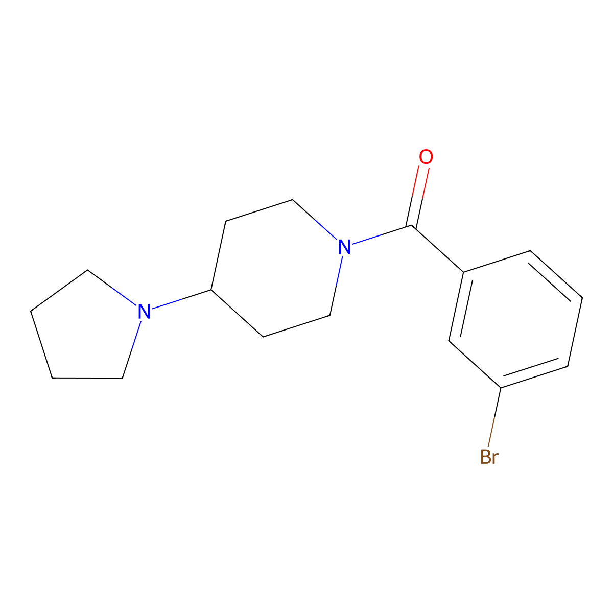 (3-Bromophenyl)(4-(pyrrolidin-1-yl)piperidin-1-yl)methanone molecular structure, CAS 1184136-10-4