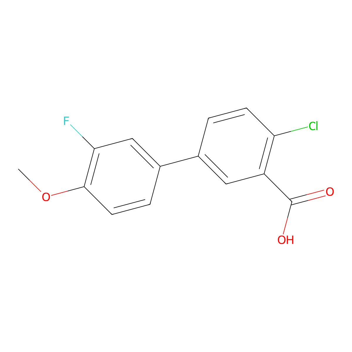 2-Chloro-5-(3-fluoro-4-methoxyphenyl)benzoic acid molecular structure, CAS 1184151-16-3