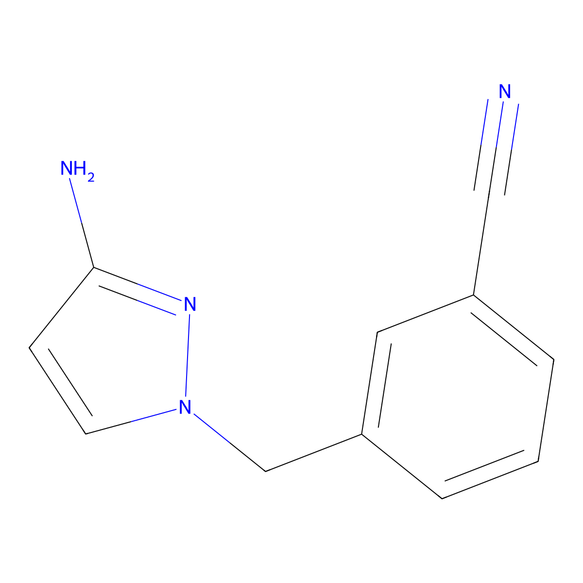 3-((3-Amino-1h-pyrazol-1-yl)methyl)benzonitrile molecular structure, CAS 1184154-30-0