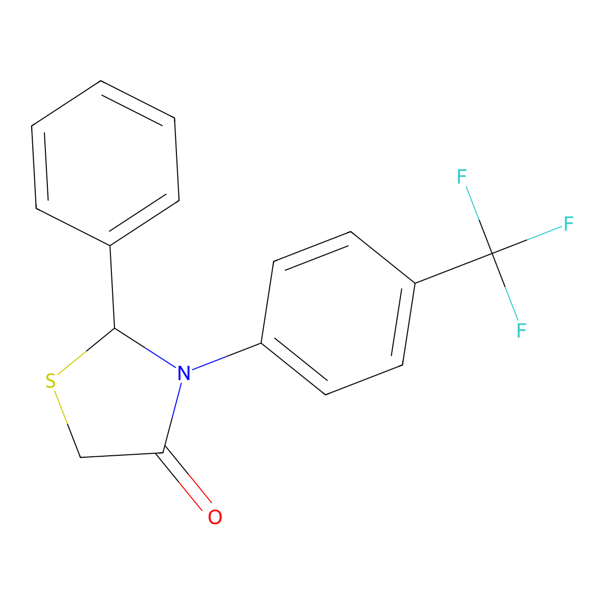 2-Phenyl-3-[4-(trifluoromethyl)phenyl]-1,3-thiazolidin-4-one molecular structure, CAS 118416-43-6