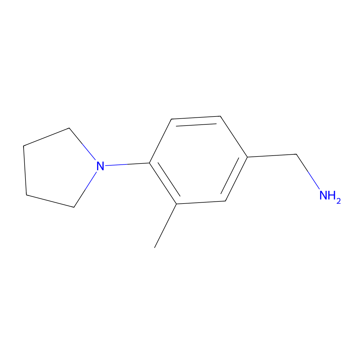 1-[3-Methyl-4-(1-pyrrolidinyl)phenyl]methanamine molecular structure, CAS 1184165-51-2