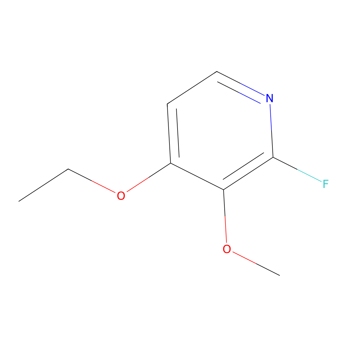 Pyridine, 4-ethoxy-2-fluoro-3-methoxy- molecular structure, CAS 1184172-43-7