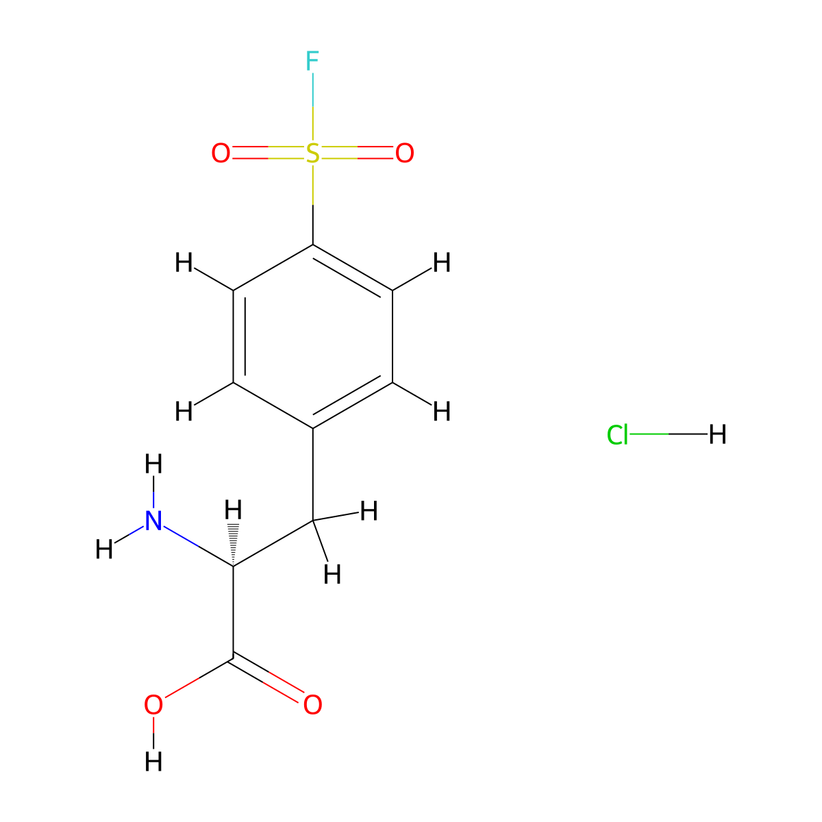 (2S)-2-amino-3-[4-(fluorosulfonyl)phenyl]propanoic acid hydrochloride molecular structure, CAS 1184173-04-3