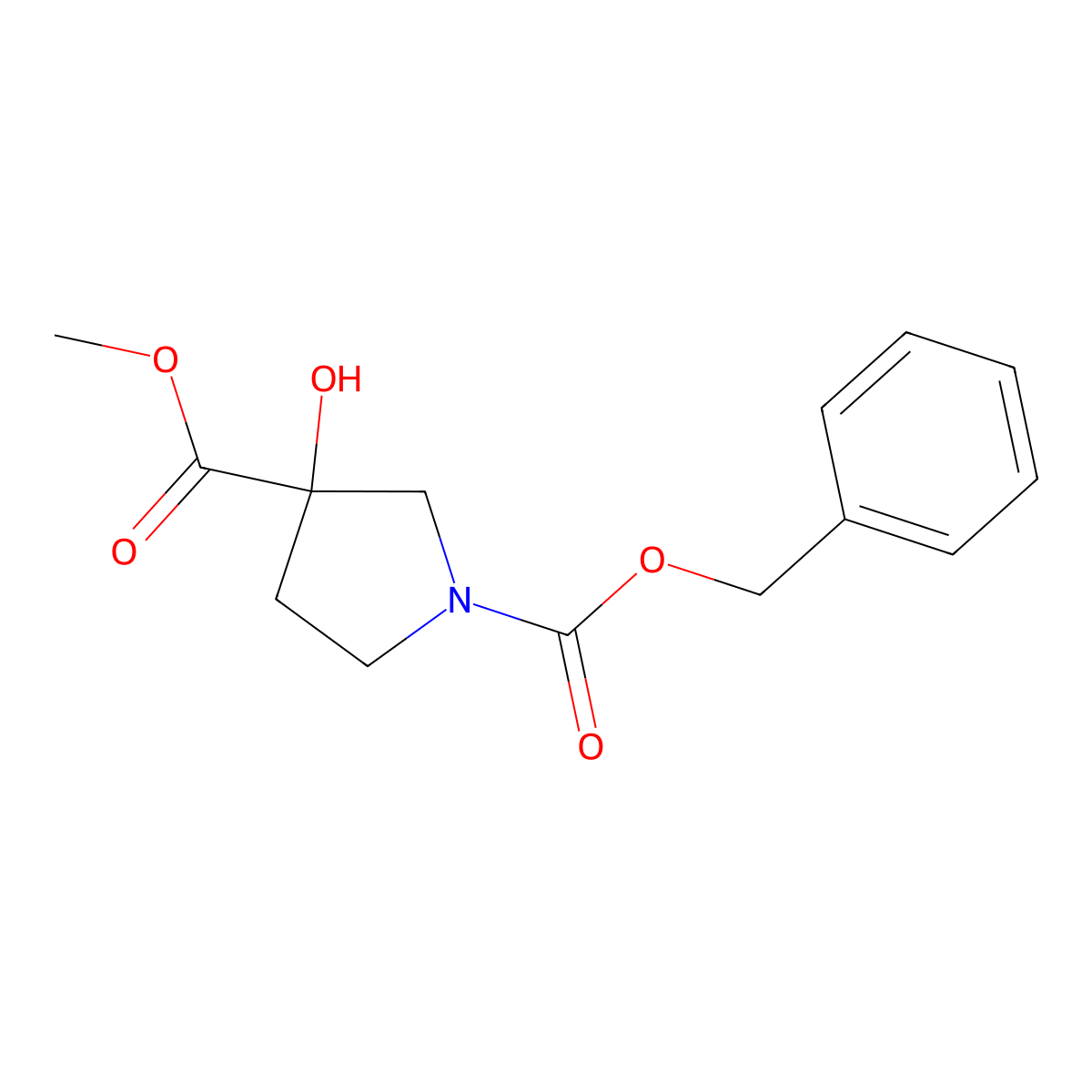 1-Benzyl 3-methyl 3-hydroxypyrrolidine-1,3-dicarboxylate molecular structure, CAS 1184174-12-6