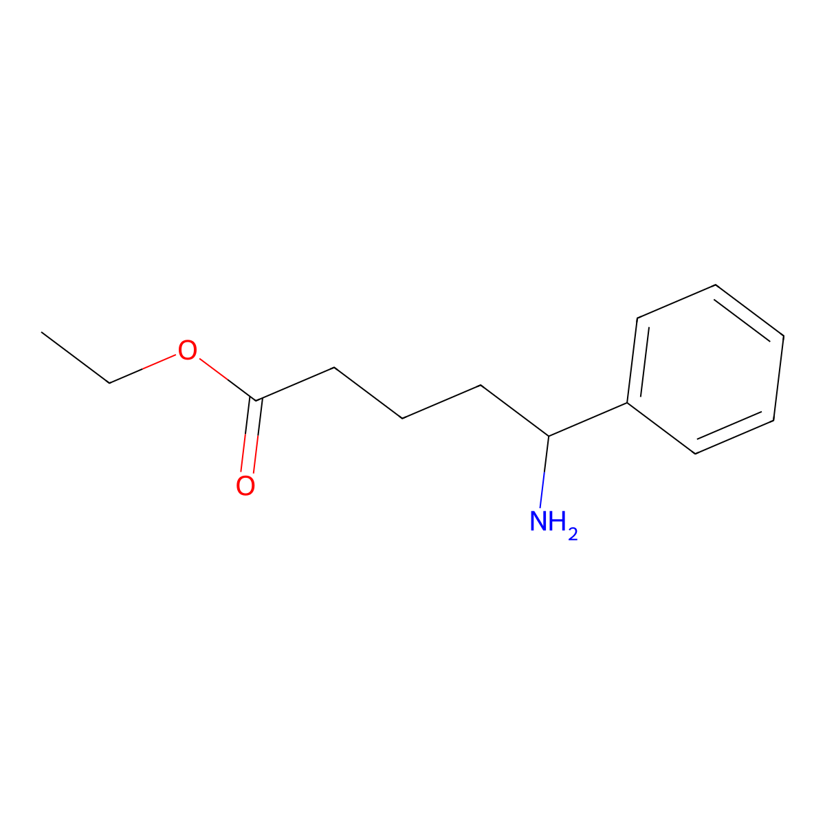 Ethyl 5-amino-5-phenylpentanoate molecular structure, CAS 1184190-83-7