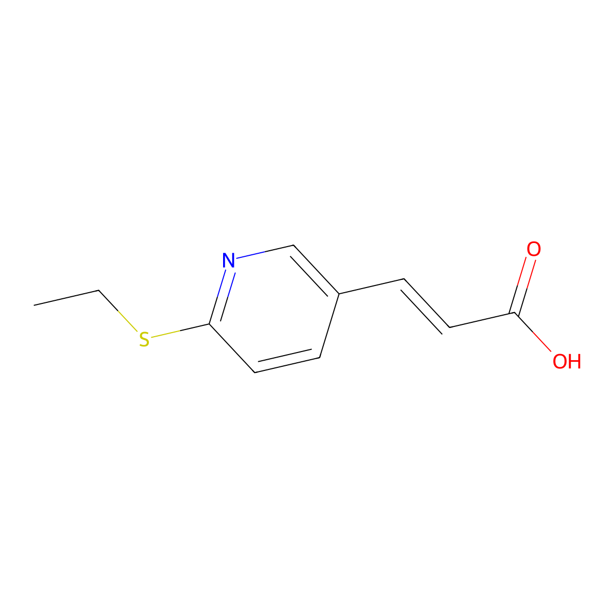 (E)-3-(6-ethylsulfanyl-3-pyridinyl)prop-2-enoic acid molecular structure, CAS 118420-06-7
