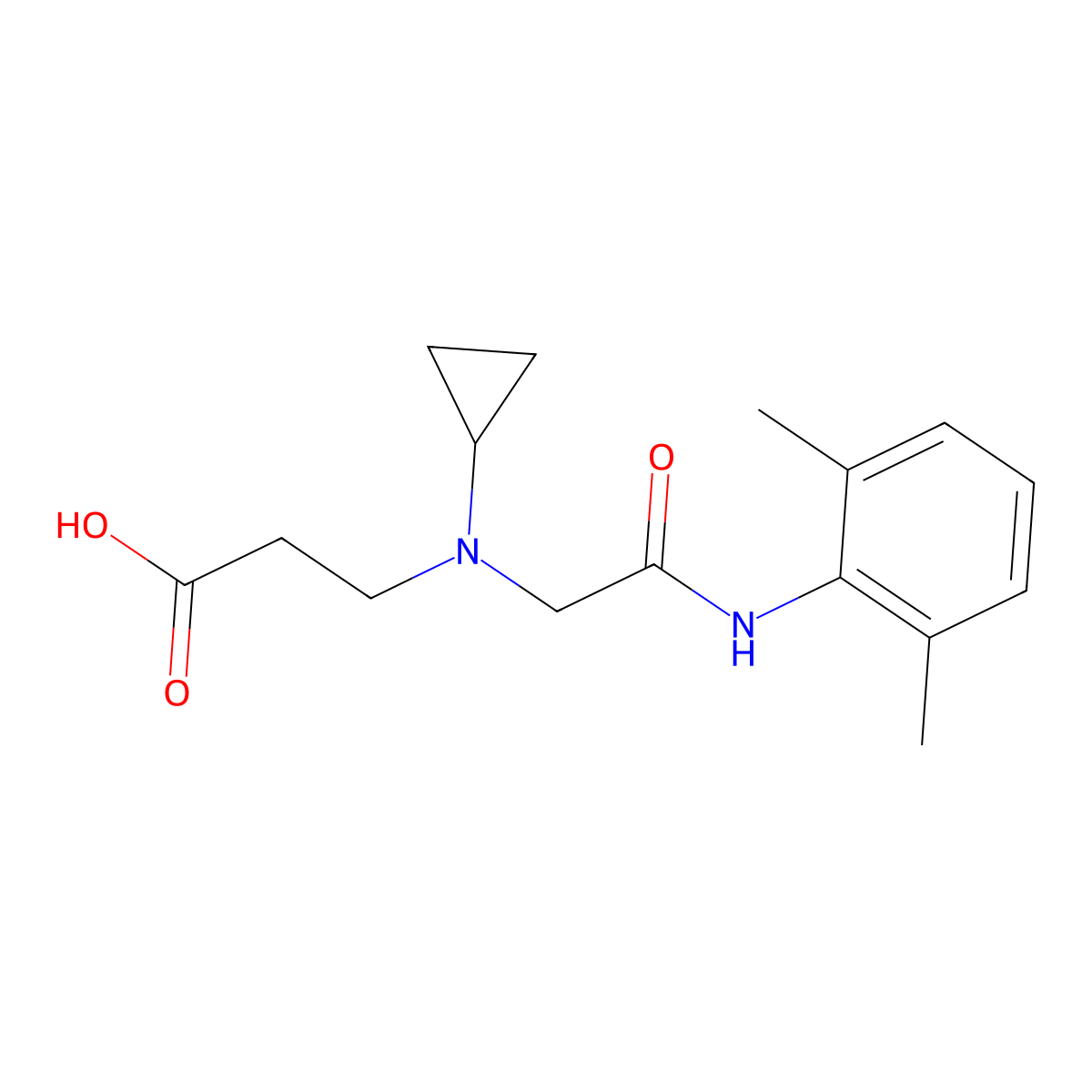 3-[Cyclopropyl({[(2,6-dimethylphenyl)carbamoyl]methyl})amino]propanoic acid molecular structure, CAS 1184204-40-7
