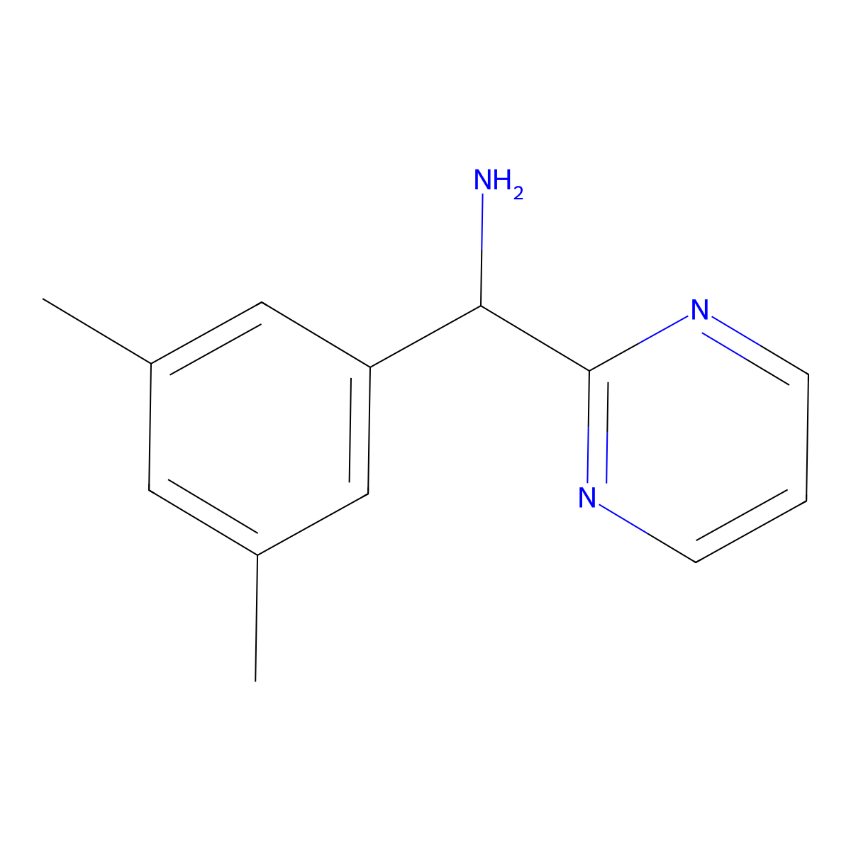 (3,5-Dimethylphenyl)(pyrimidin-2-yl)methanamine molecular structure, CAS 1184206-60-7