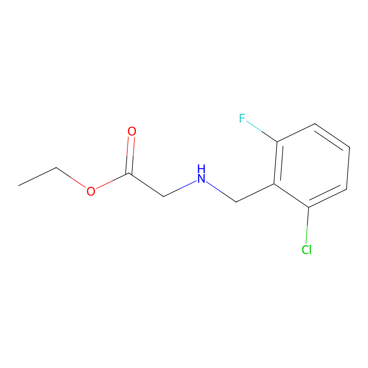 Ethyl 2-{[(2-chloro-6-fluorophenyl)methyl]amino}acetate molecular structure, CAS 1184214-65-0