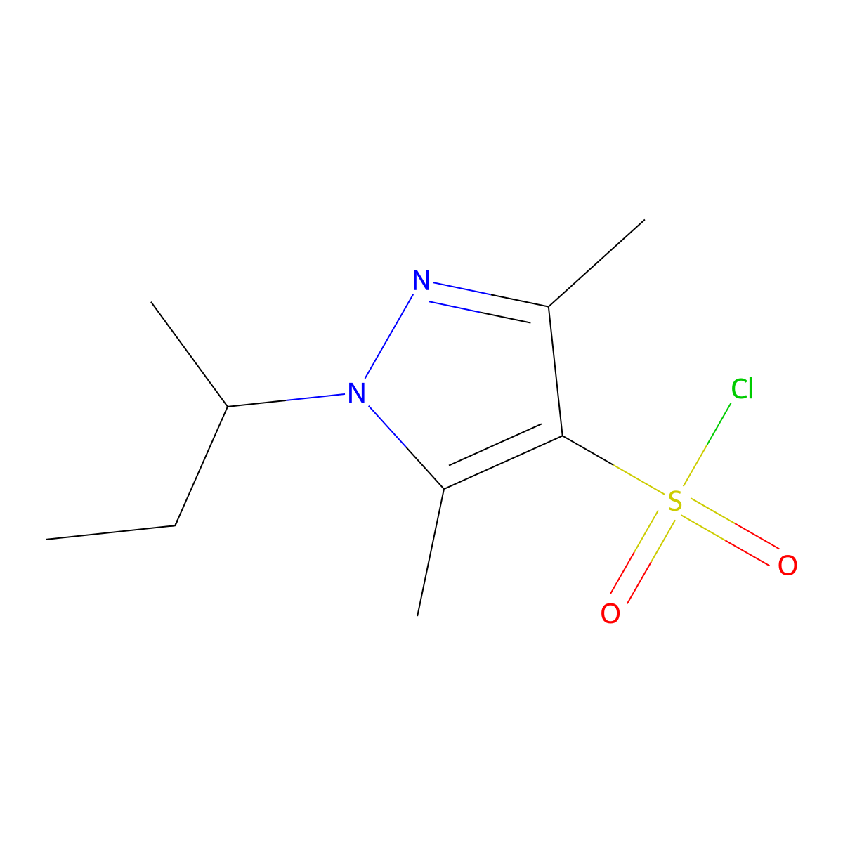 1-(Butan-2-YL)-3,5-dimethyl-1H-pyrazole-4-sulfonyl chloride molecular structure, CAS 1184220-09-4