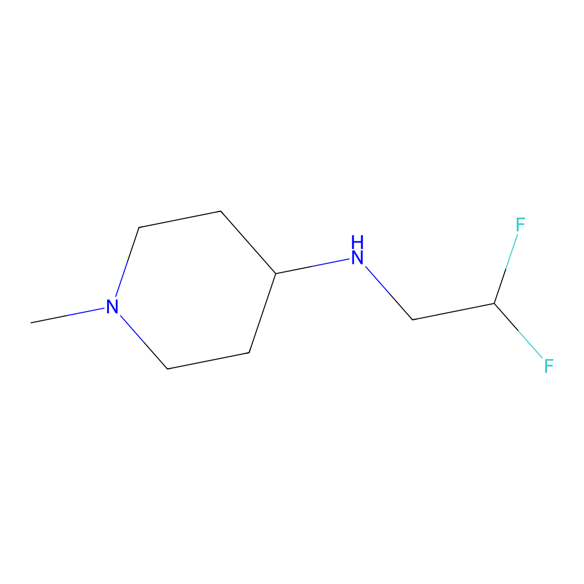 N-(2,2-difluoroethyl)-1-methylpiperidin-4-amine molecular structure, CAS 1184221-15-5