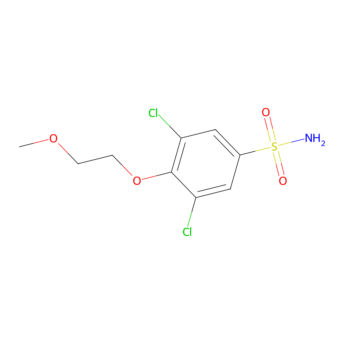 3,5-Dichloro-4-(2-methoxyethoxy)benzene-1-sulfonamide molecular structure, CAS 1184224-20-1