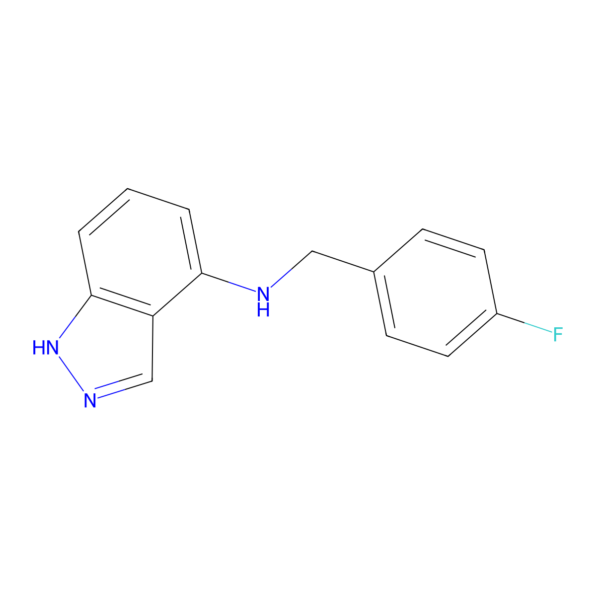 N-[(4-fluorophenyl)methyl]-1H-indazol-4-amine molecular structure, CAS 1184232-55-0
