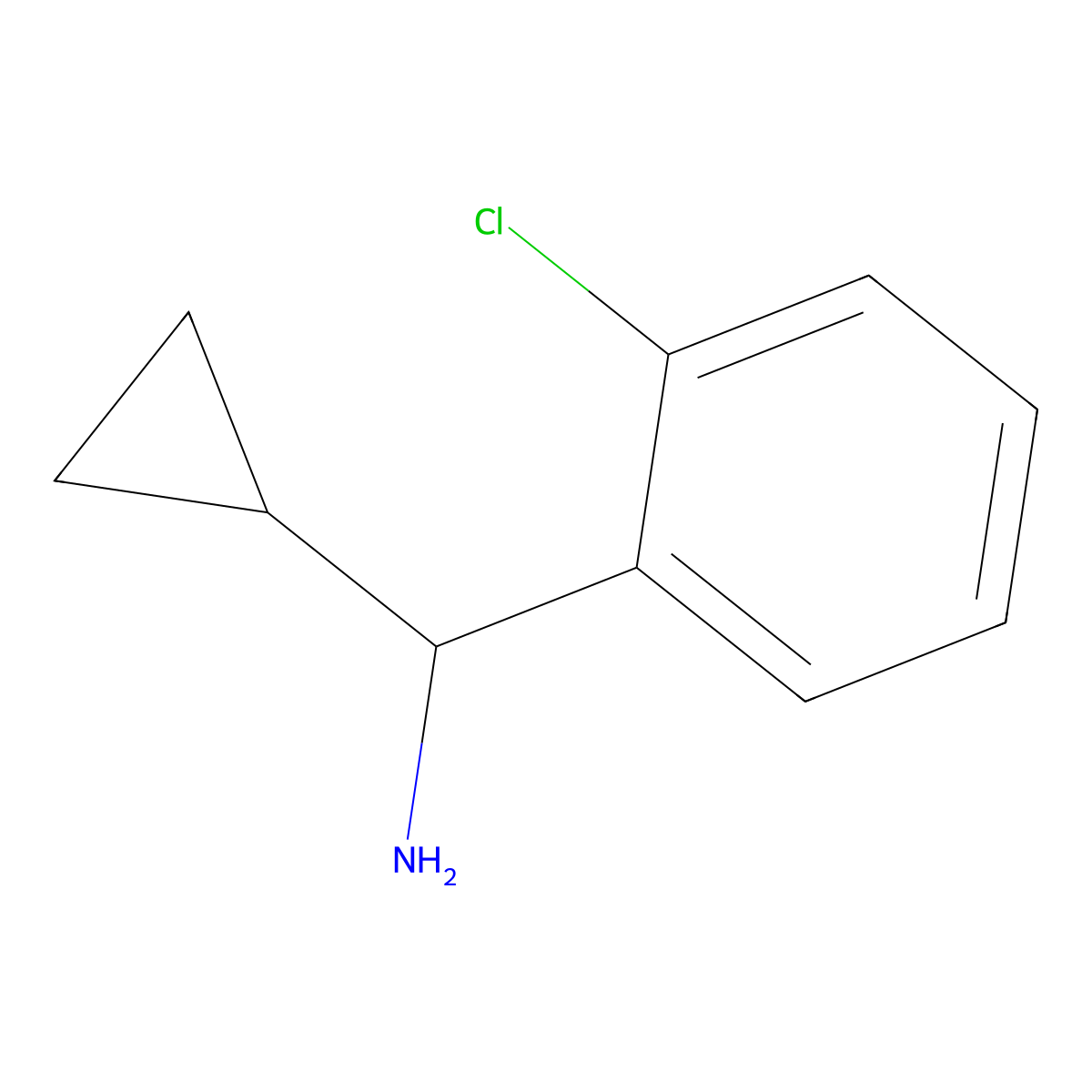 (2-Chlorophenyl)(cyclopropyl)methanamine molecular structure, CAS 1184234-76-1