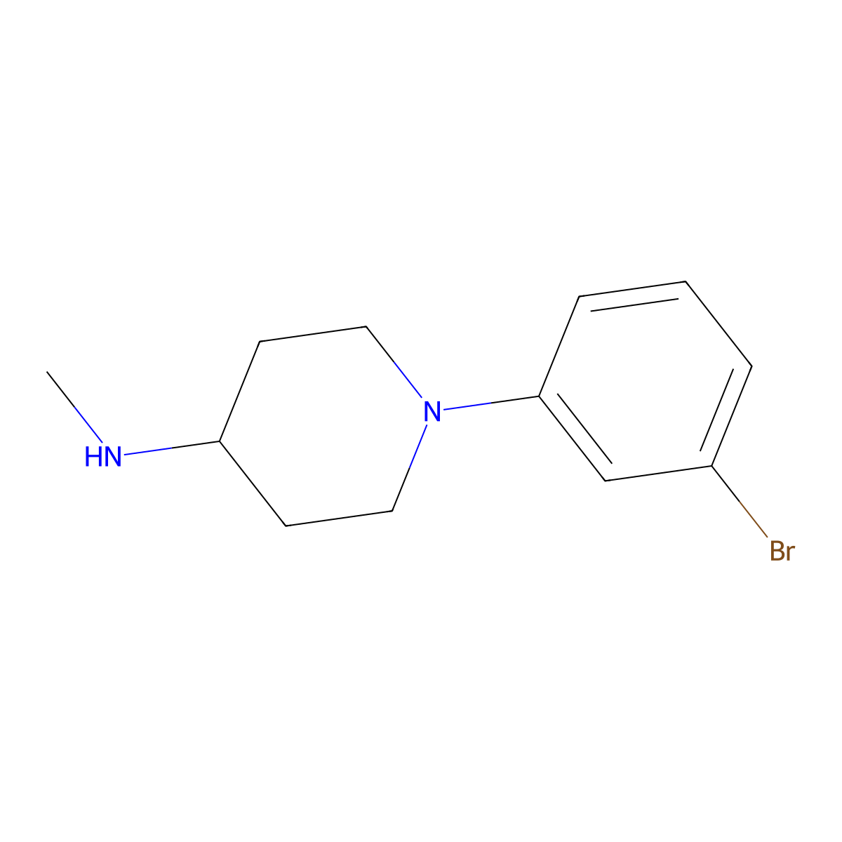1-(3-Bromophenyl)-N-methylpiperidin-4-amine molecular structure, CAS 1184235-17-3