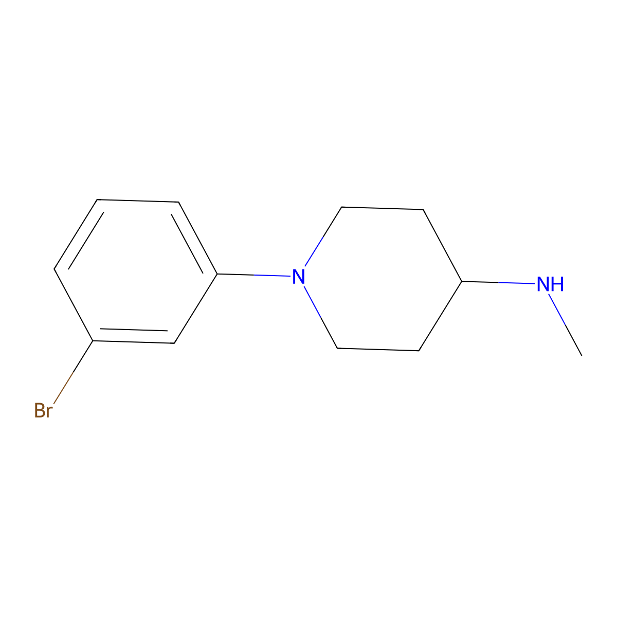 1-(3-Bromophenyl)-N-methylpiperidin-4-amine molecular structure, CAS 1184235-17-3