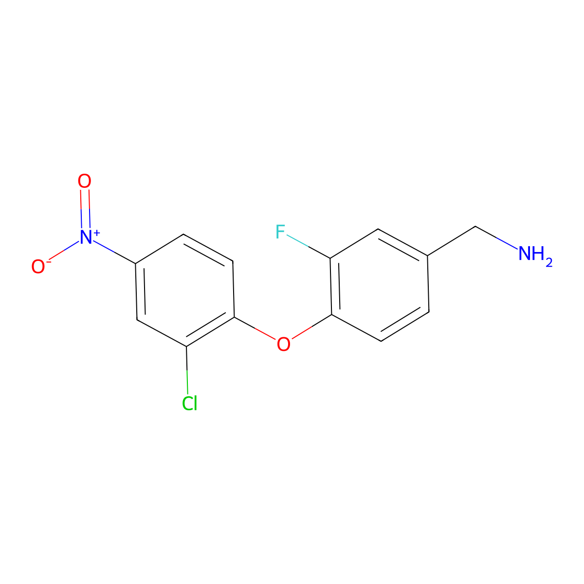 [4-(2-Chloro-4-nitrophenoxy)-3-fluorophenyl]methanamine molecular structure, CAS 1184250-07-4