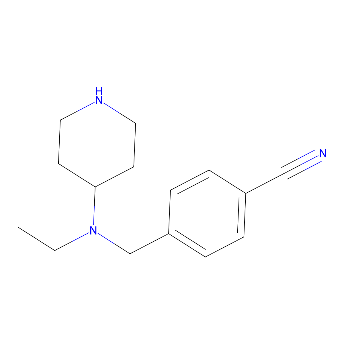 4-{[Ethyl(piperidin-4-yl)amino]methyl}benzonitrile molecular structure, CAS 1184258-29-4