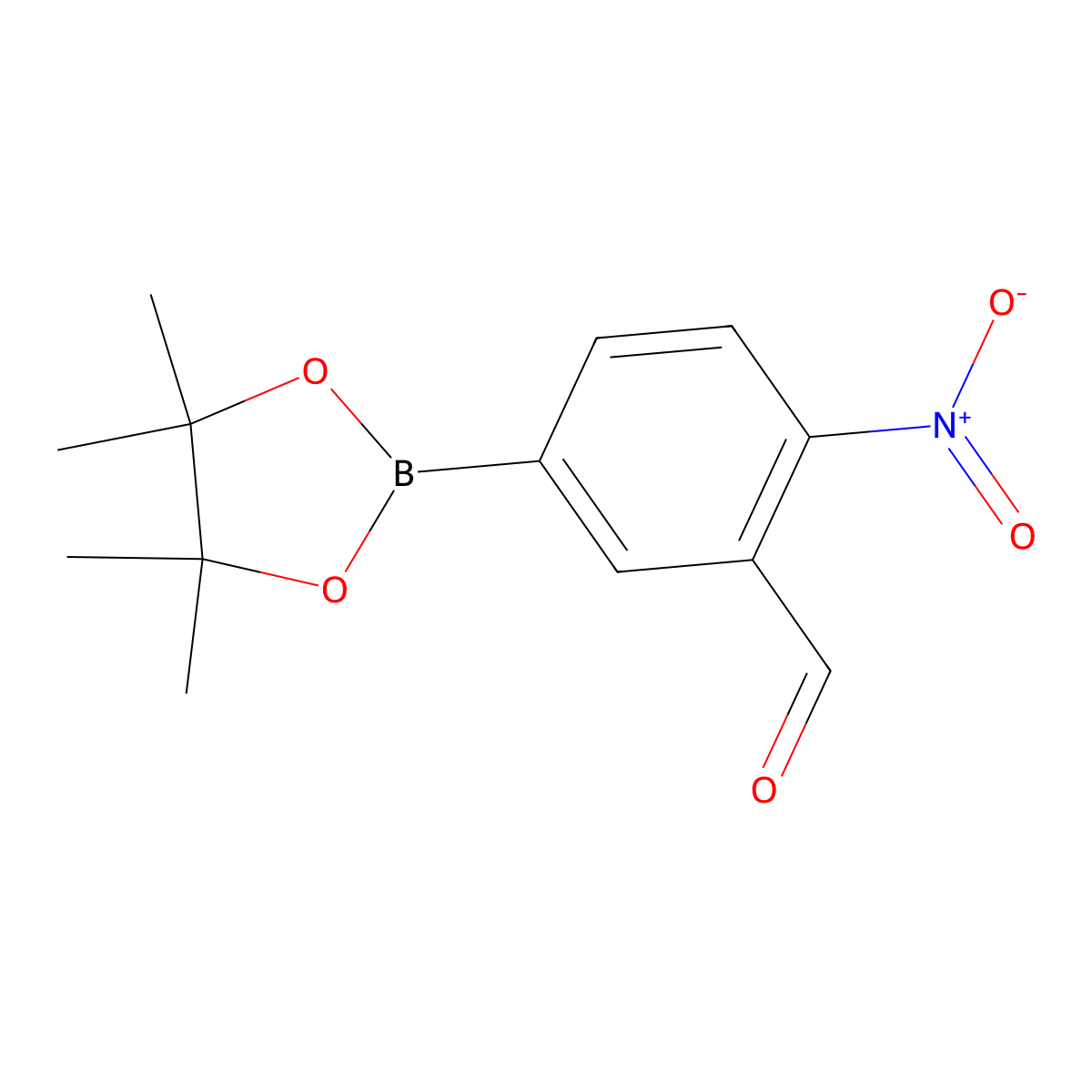 2-Nitro-5-(4,4,5,5-tetramethyl-1,3,2-dioxaborolan-2-yl)benzaldehyde molecular structure, CAS 1184259-08-2