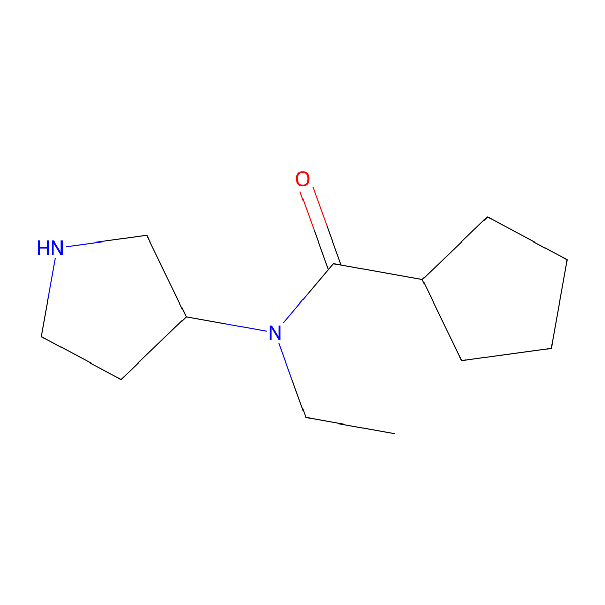 n-Ethyl-N-(pyrrolidin-3-yl)cyclopentanecarboxamide molecular structure, CAS 1184259-14-0