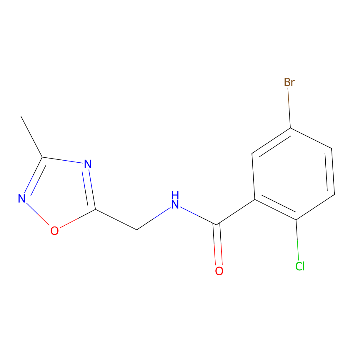 5-bromo-2-chloro-N-[(3-methyl-1,2,4-oxadiazol-5-yl)methyl]benzamide molecular structure, CAS 1184261-31-1
