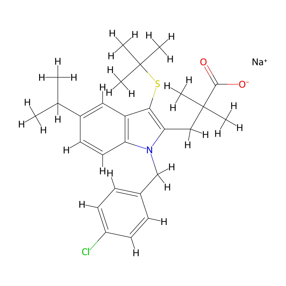 MK886 sodium molecular structure, CAS 118427-55-7