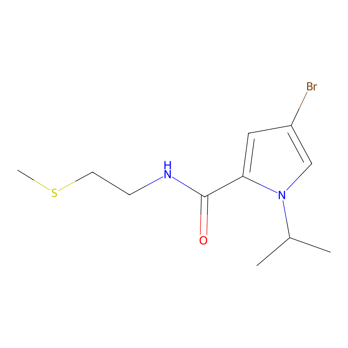 4-bromo-N-[2-(methylsulfanyl)ethyl]-1-(propan-2-yl)-1H-pyrrole-2-carboxamide molecular structure, CAS 1184272-57-8