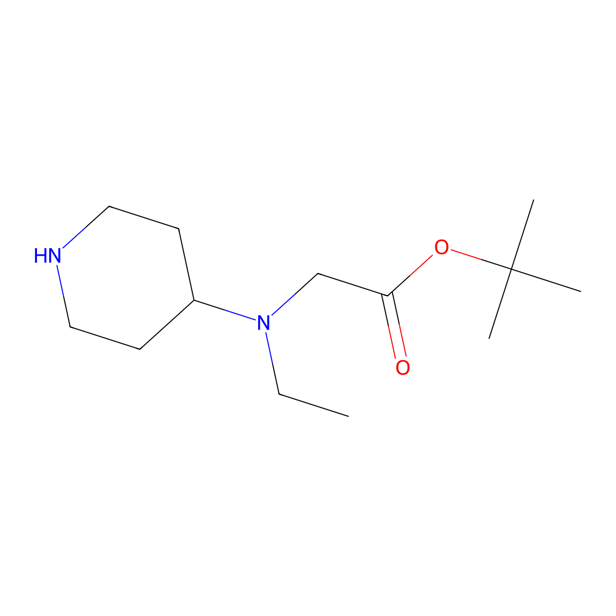 Tert-butyl 2-[ethyl(piperidin-4-yl)amino]acetate molecular structure, CAS 1184273-01-5