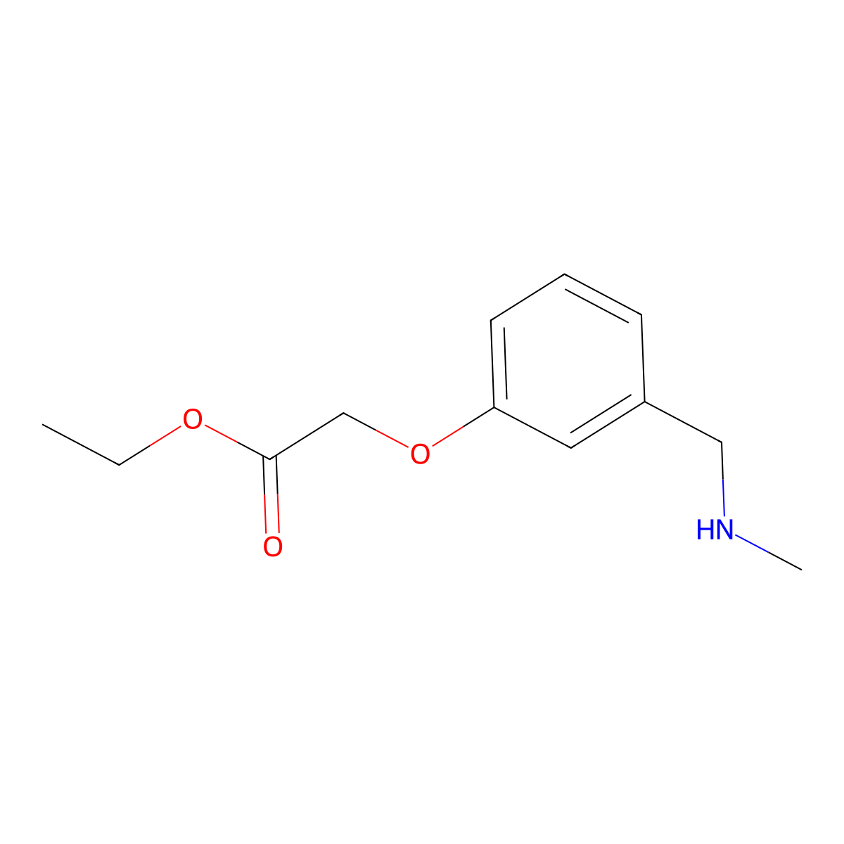 Ethyl 2-(3-((methylamino)methyl)phenoxy)acetate molecular structure, CAS 1184287-34-0