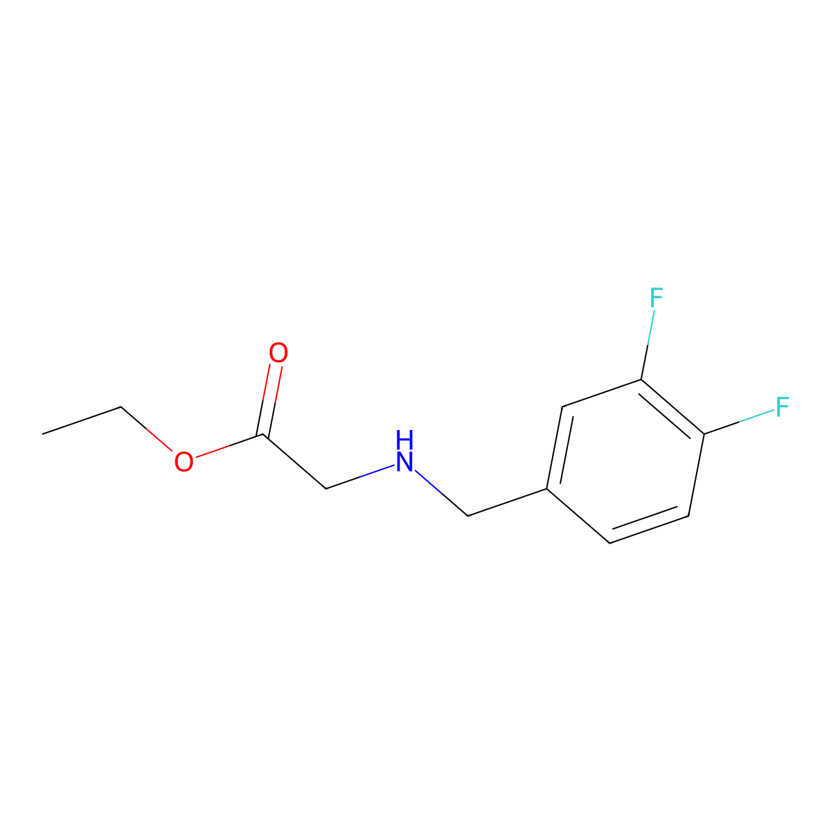 Ethyl 2-{[(3,4-difluorophenyl)methyl]amino}acetate molecular structure, CAS 1184287-38-4