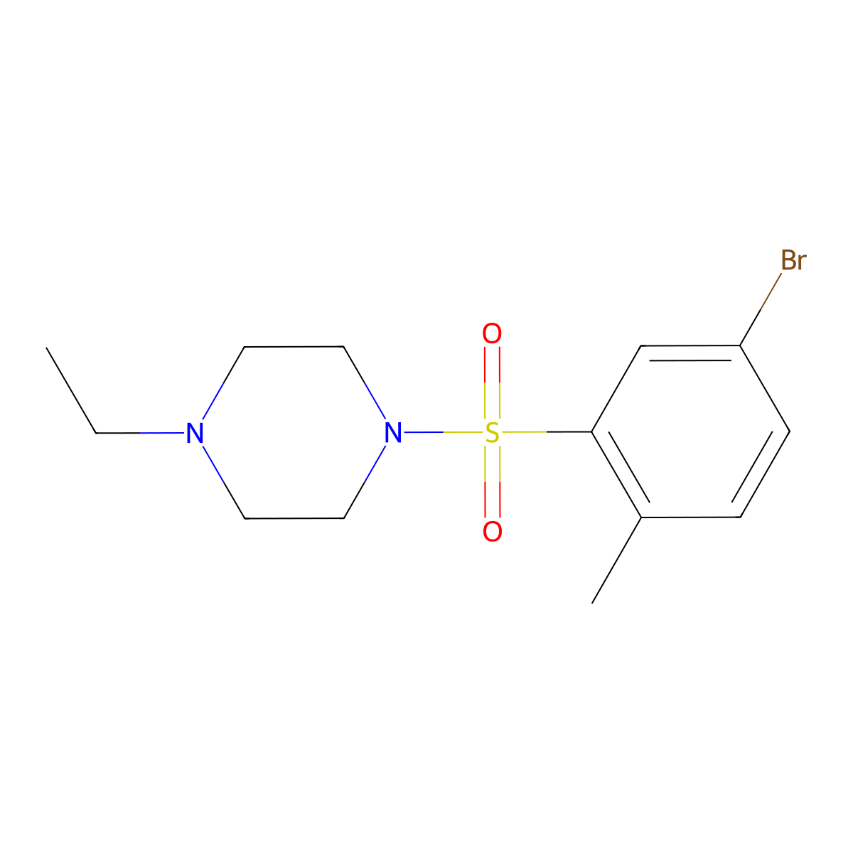 1-((5-Bromo-2-methylphenyl)sulfonyl)-4-ethylpiperazine molecular structure, CAS 1184289-90-4