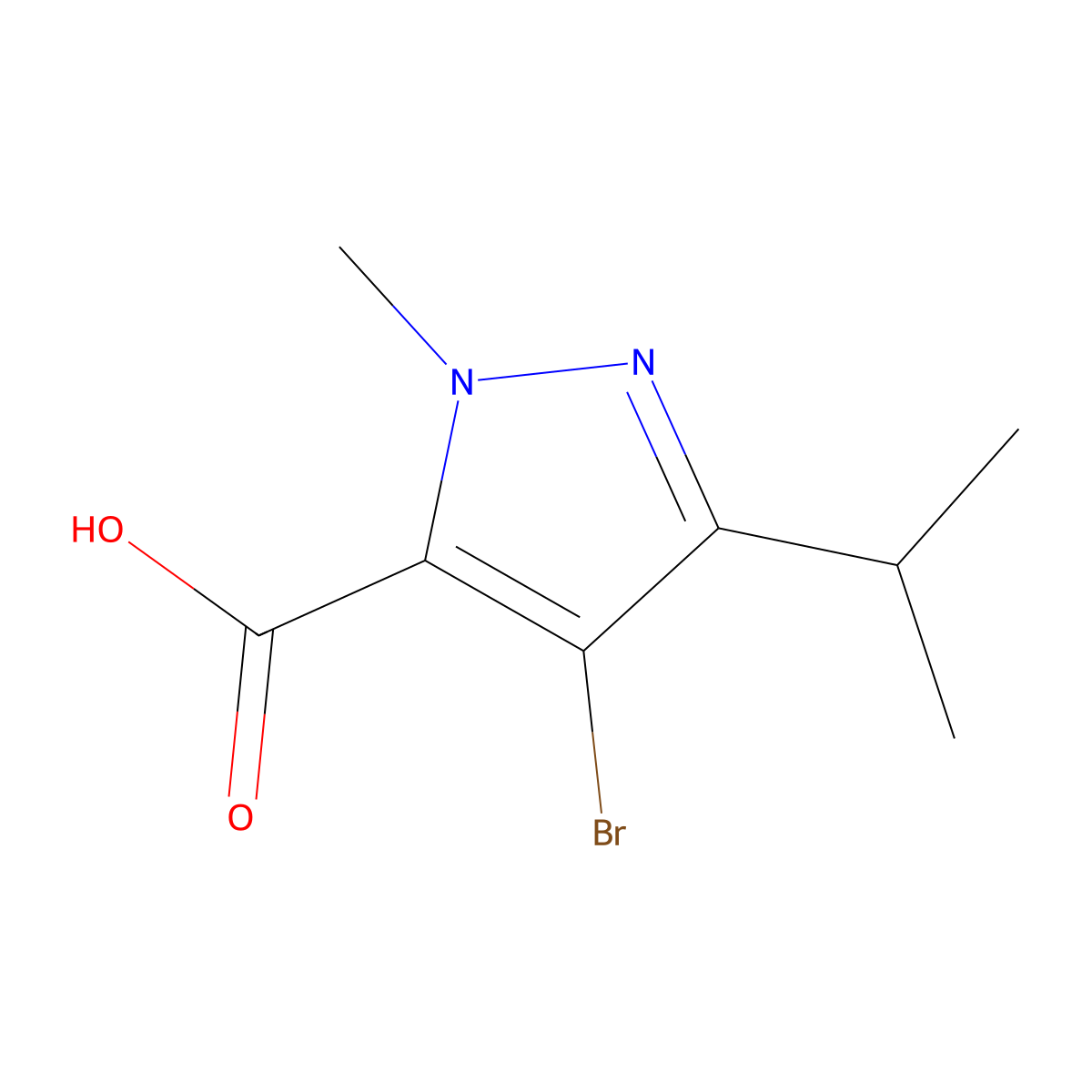 4-bromo-3-isopropyl-1-methyl-1H-pyrazole-5-carboxylic acid molecular structure, CAS 1184293-62-6