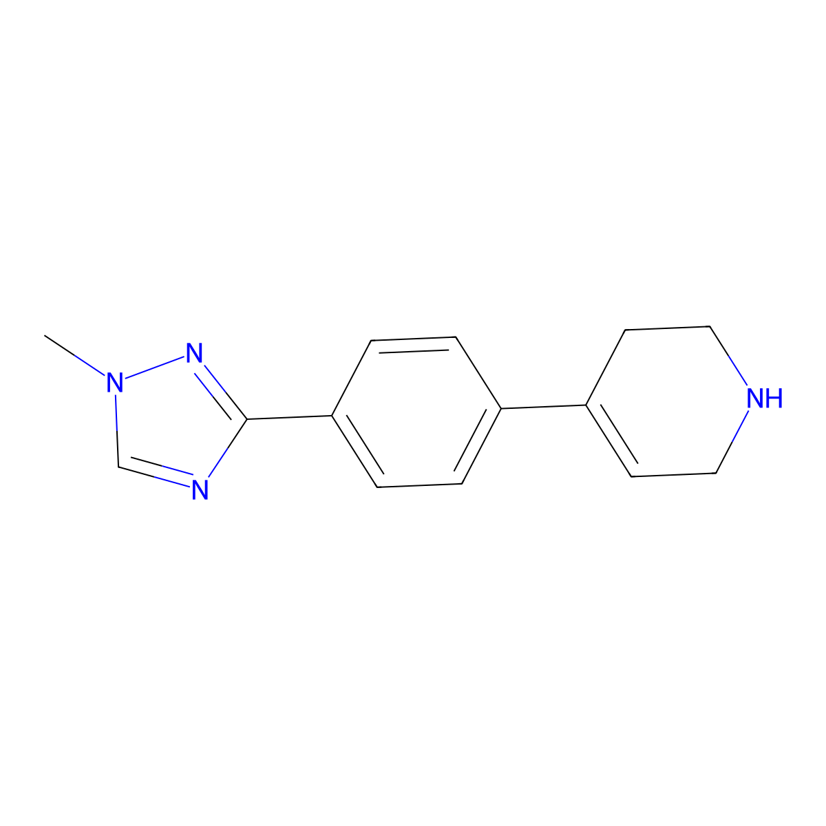 4-(4-(1-Methyl-1H-1,2,4-triazol-3-yl)phenyl)-1,2,3,6-tetrahydropyridine molecular structure, CAS 1184296-85-2
