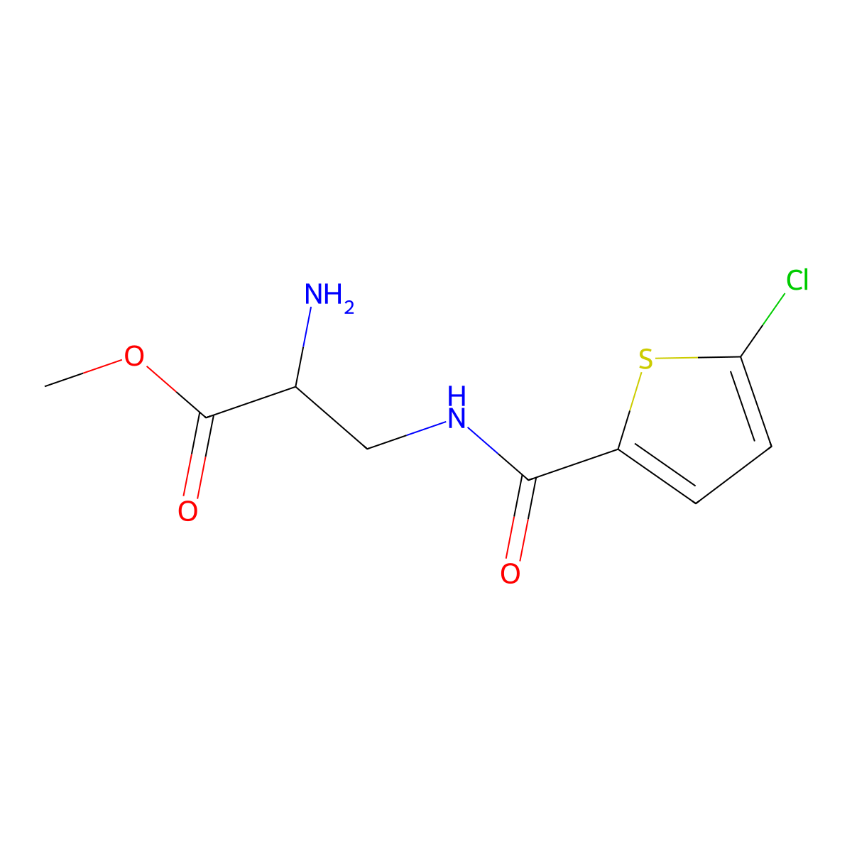 methyl (2S)-2-amino-3-[(5-chlorothiophen-2-yl)formamido]propanoate molecular structure, CAS 1184297-42-4