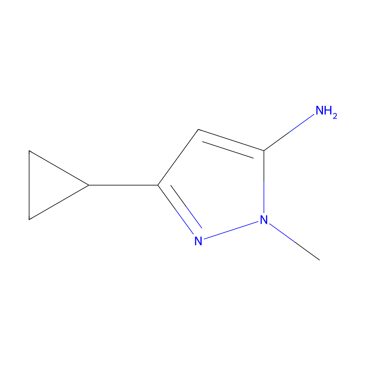 3-cyclopropyl-1-methyl-1H-pyrazol-5-amine molecular structure, CAS 118430-74-3