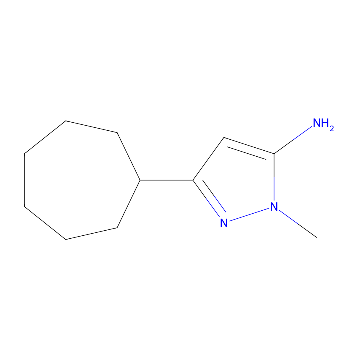 3-cycloheptyl-1-methyl-1H-pyrazol-5-amine molecular structure, CAS 118430-75-4