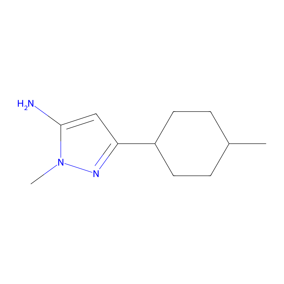 1-methyl-3-(4-methylcyclohexyl)-1H-pyrazol-5-amine molecular structure, CAS 118430-76-5