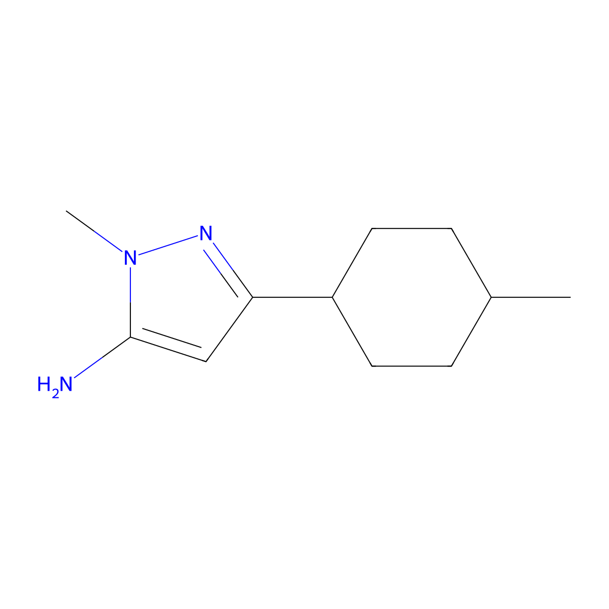 1-methyl-3-(4-methylcyclohexyl)-1H-pyrazol-5-amine molecular structure, CAS 118430-76-5