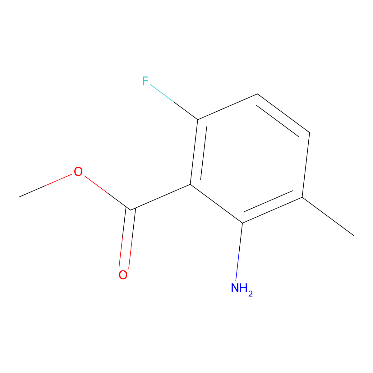 Methyl 2-amino-6-fluoro-3-methylbenzoate molecular structure, CAS 1184353-61-4